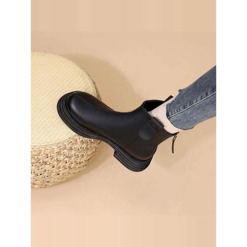 清仓断码真皮马丁靴女2025年春秋季新款切尔西厚底百搭瘦瘦短靴女