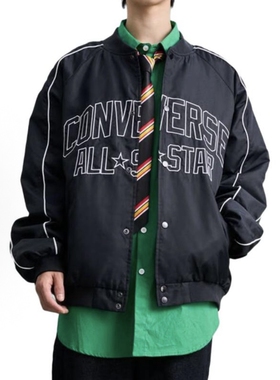 CONVERSE匡威男款复古字母学院风夹克棒球服外套10027340-A01-A02