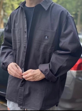 匡威新款梭织长袖开衫男女黑柠檬黄复古休闲外套10022012-A03-A02