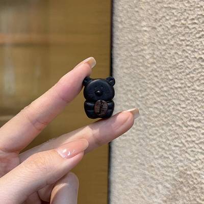 黑檀咖啡豆小熊diy配件手工编织手绳手链项链挂件手串文玩配饰品