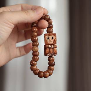 库克蒜瓣大肠搭配鹿角根付手串单圈文玩手持盘完佛珠念珠手链饰品