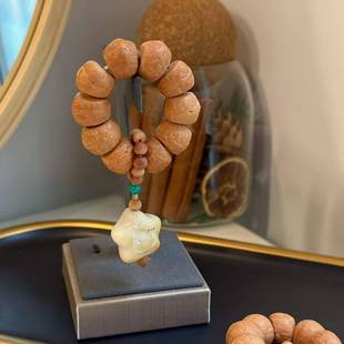 原创设计凤眼大肠指捻搭配象牙果炭烤星星文玩饰品佛珠手串T2808