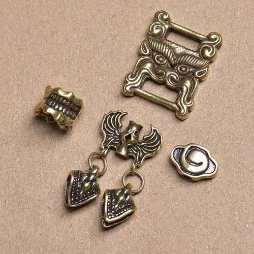 藏区老铜DIY半成品隔珠背云连接口小吊坠文玩佛珠配件饰品