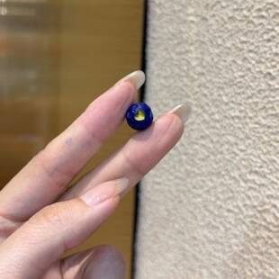 蓝矿石描金爱心diy配件手工编绳手链串珠项链挂件文玩手串配饰品