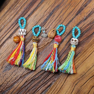 原创设计松石牛骨diy手工编织侧挂计数器吊坠文玩配饰品挂件包挂