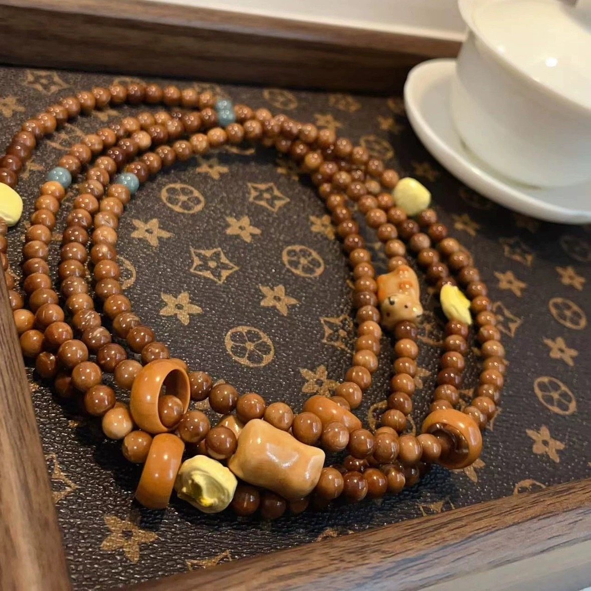 原创库克双圈手链配菱镁矿鱼尾陶瓷小狗橄榄核跑环佛珠手串男女,饰品/流行首饰/时尚饰品新,手链,淘宝优惠券,粉丝福利购,淘宝优惠卷