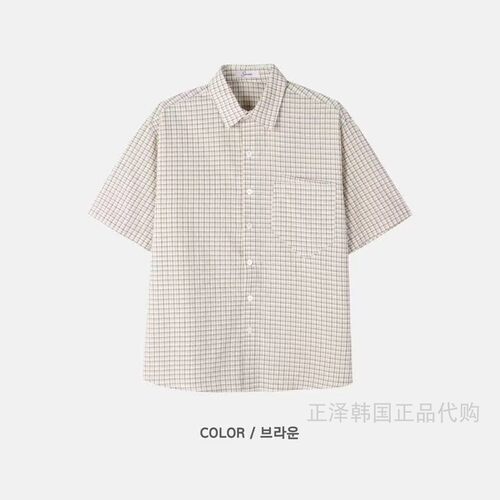 韩国SPECTOR正品 26夏男女情侣款短袖纯棉字母百搭舒适衬衫
