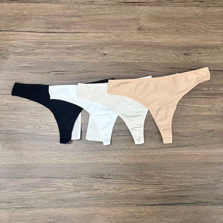 外贸原单女士纯色柔软透气性感T裤棉质纯色丁字裤夏季舒适内裤