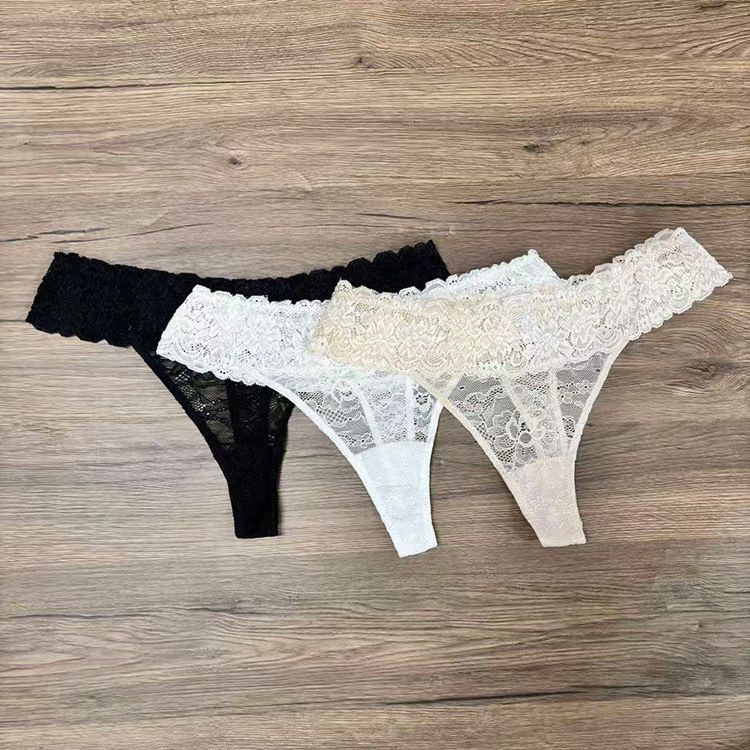 欧美外贸单女士薄款T裤全蕾丝性感丁字裤低腰透气内裤提臀短裤
