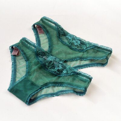 潮奢 St*ell 网纱内裤女刺绣性感纯欲三角裤包臀纯棉裆底裤