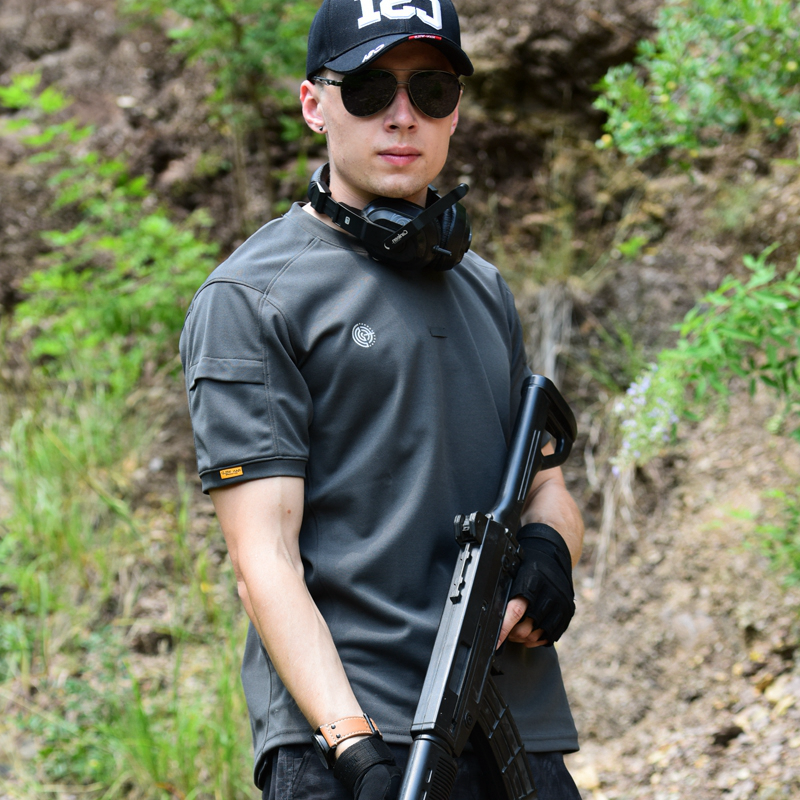 战术t恤男夏季圆领蓝大码速干透气宽松休闲军迷户外排汗作训短袖