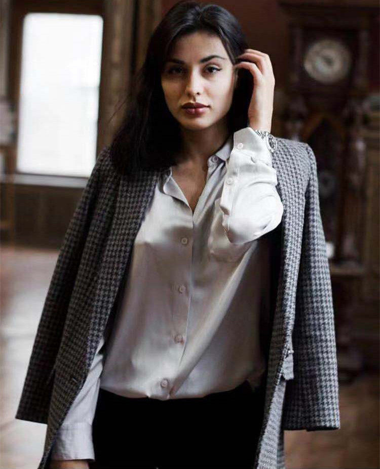 俞飞鸿同款EQ真丝素绉女士上衣