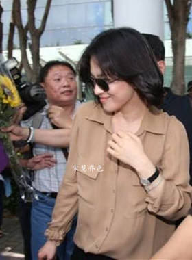 宋慧乔同款真丝桑蚕丝EQ多色双绉长袖双口袋宽松防晒衬衫女夏薄款