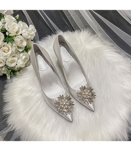 Wedding Shoes White High Heel Women Party Evening Heels Pump