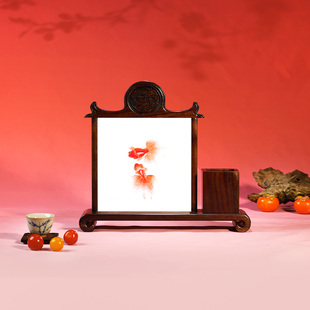 非遗广绣纯手工刺绣檀木笔筒吉庆有余中国风特色伴手礼送老师老外