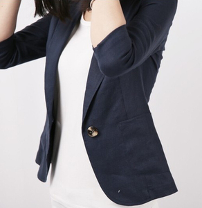 小西装女外套韩版修身短款棉麻小西服七分袖薄款2021春装新款麻料