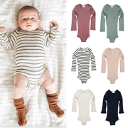 70% lụa Thụy Sĩ Minimalisma mùa xuân và mùa thu tam giác áo choàng bé jumpsuit ấm áp dài tay romper - Áo liền quần