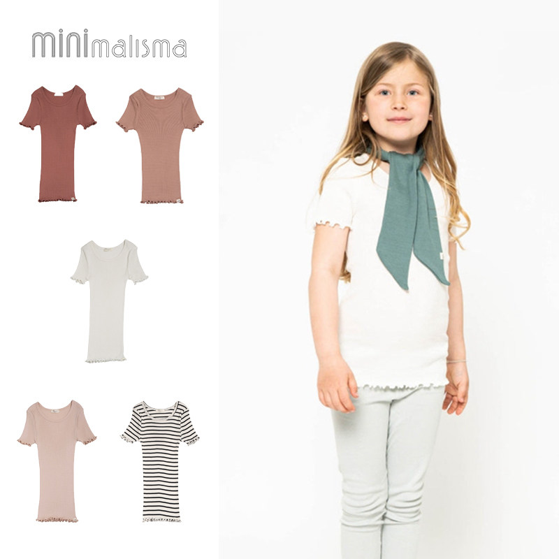 kkk70%真丝 瑞士minimalisma女童t恤上衣儿童宝宝吊带花边短袖