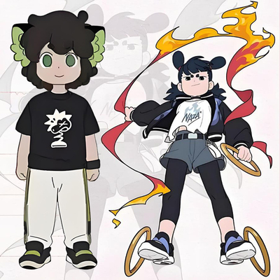 罗小黑战记NAZA哪吒无限同款印花纯棉短袖t恤宽松半袖cosplay衣服