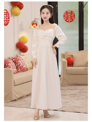 优雅方领短袖A字裙中长款钉珠