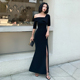 黑色晚礼服连衣裙女显瘦长款 平时可穿宴会气质轻奢高端名媛主持人