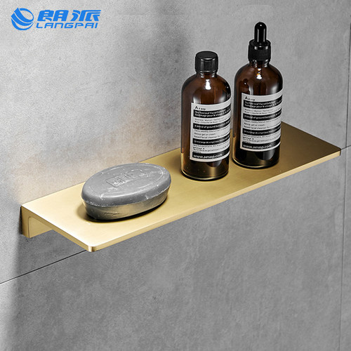 黄铜酒店镜前一字隔板长方置物架