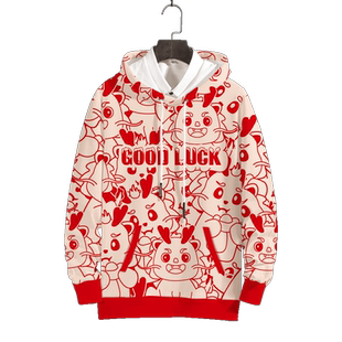 国潮卫衣男GOODLUCK本命年衣服2025龙年生肖外套青少年春秋连帽衫