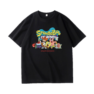 纯棉短袖T恤男海绵宝宝派大星cos服痛衣ins潮牌夏季薄款宽松半袖