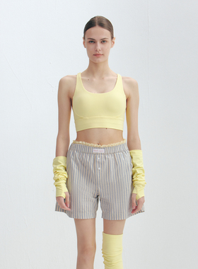 LOUD EYES 短裤女夏宽松条纹休闲松紧短裤时尚新款线条设计感夏季