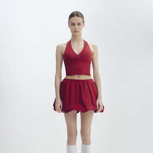 运动带胸垫外穿设计感2025新款 挂脖吊带背心小V领修身 EYES LOUD