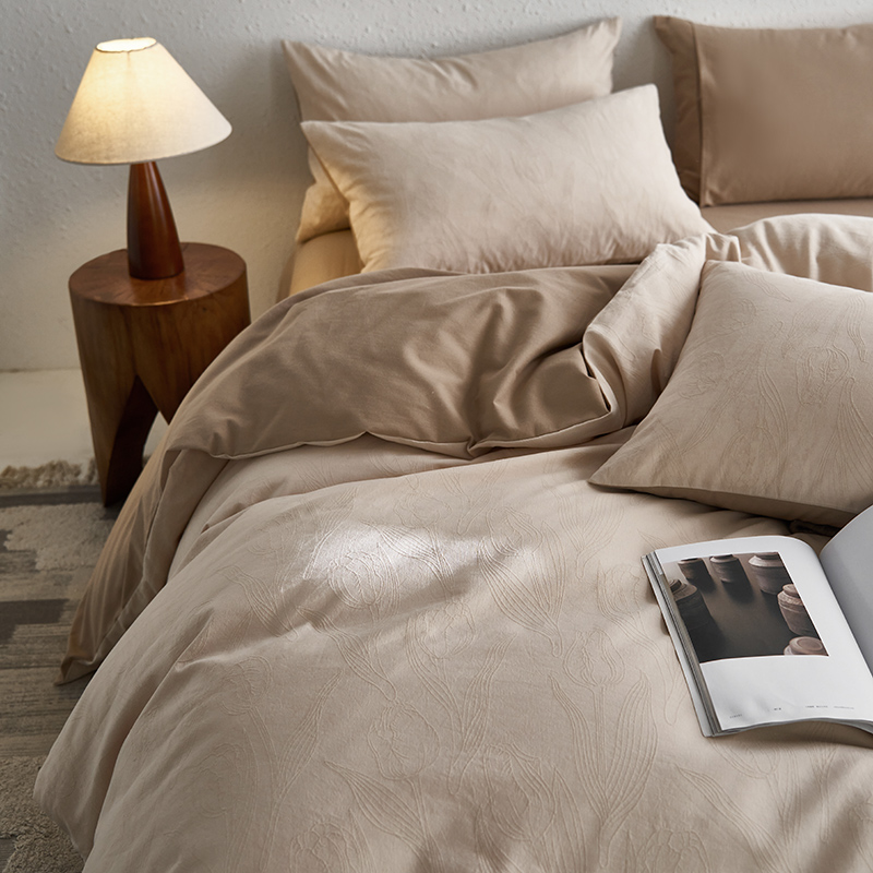 A类色织提花全棉磨毛四件套加厚冬季纯棉轻奢高级感被套床单床笠