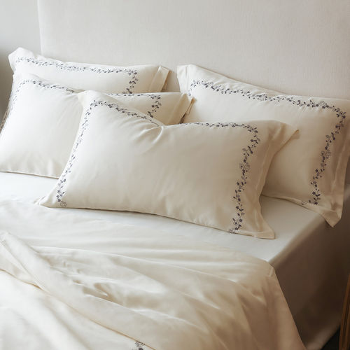 奶油风兰精天丝刺绣凉感四件套