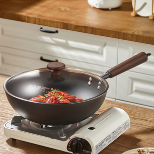 炊大皇炒锅铁锅家用炒菜锅无涂层精铁电磁炉燃煤气灶明火通用28cm