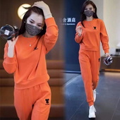 女春秋季 卫衣跑步服两件套裤 新款 洋气减龄大码 子 时尚 休闲运动套装