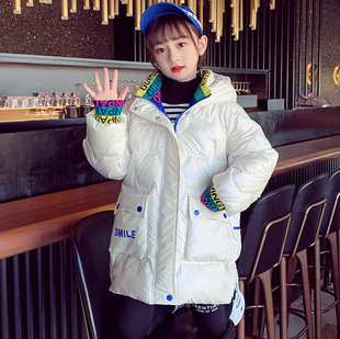 冬装加厚保暖女童羽绒棉服连帽亮皮免洗2025冬季新款棉衣外套上衣