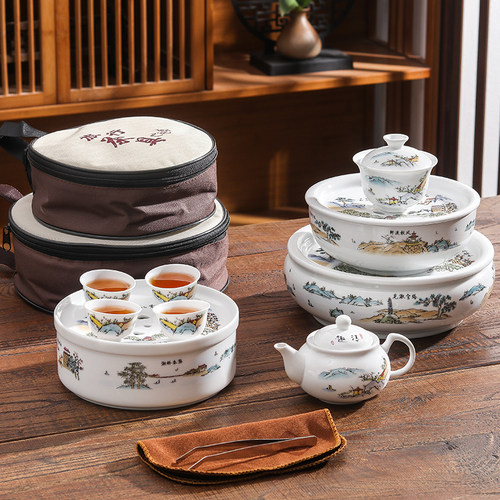 潮州八景陶瓷户外旅行茶具套装