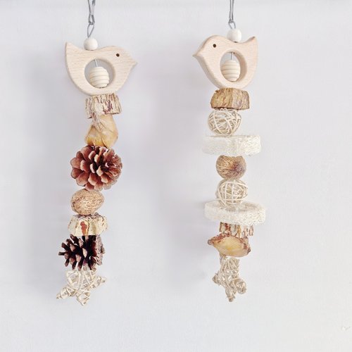 天然鹦鹉啃咬玩具松果杨桃藤球串