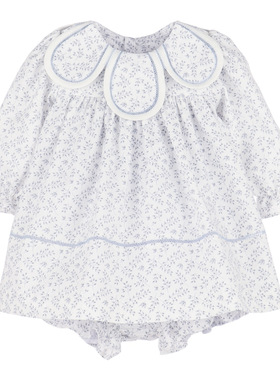 海淘美国 Sophie&Lucas luli me25AW女宝蓝色花瓣领打揽裙 女宝裙