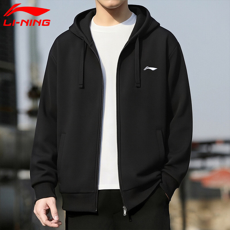 李宁外套男款春秋季新款黑色连帽卫衣宽松休闲棉质透气户外运动服,运动服/休闲服装,运动茄克/外套,淘宝优惠券,粉丝福利购,淘宝优惠卷