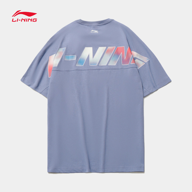 中国李宁短袖t恤男女情侣2021夏季新纯棉宽松上衣休闲运动文化衫