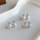 925银针天然淡水扁圆珍珠耳钉女高级感闪钻锆石耳环新款 潮耳饰