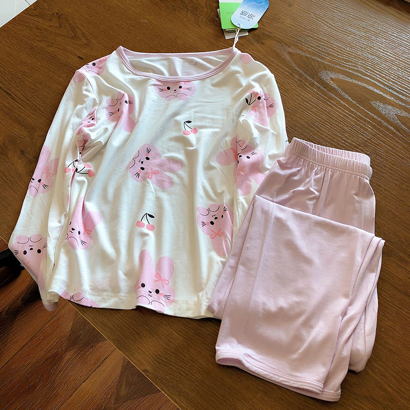 清仓甩货50支优可丝超柔软 男女童春装家居服套装长袖长裤睡衣A类