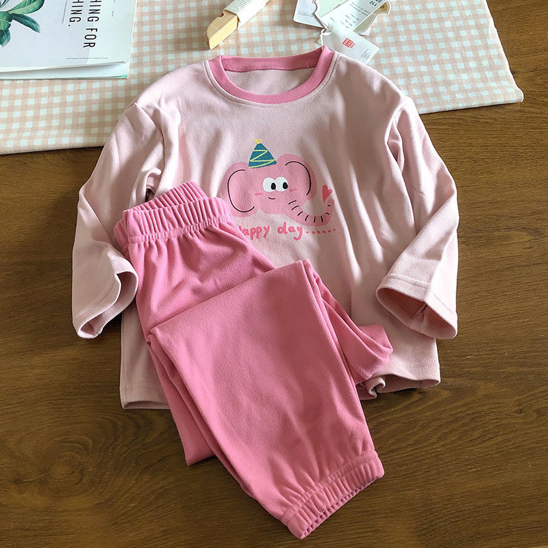 外贸清仓特价！儿童加厚保暖家居套装男童女童磨毛家居服A类大童