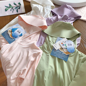 凉~滑 特价大码儿童防晒衣冰丝凉感夏女童户外防紫外线皮肤衣帽檐