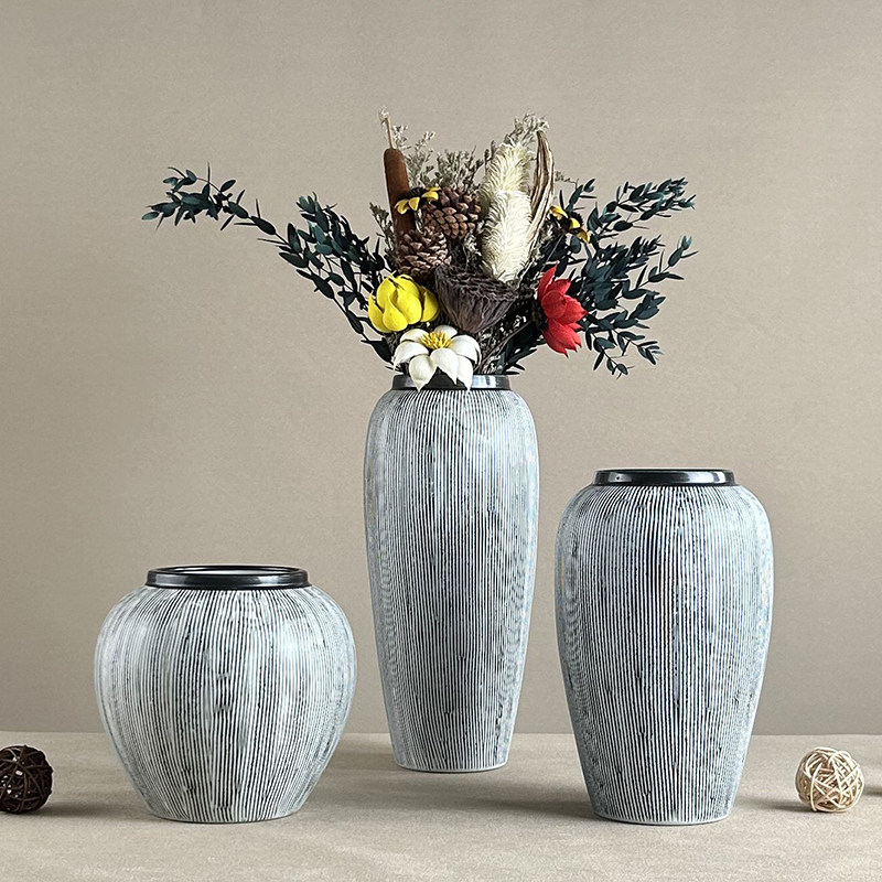 景德镇陶瓷花瓶厂家手工粗陶罐子复古怀旧现代简约花盆干花插花,家居饰品,花瓶,淘宝优惠券,粉丝福利购,淘宝优惠卷