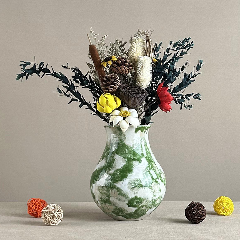 油画风异形陶瓷花瓶高级感景德镇陶艺设计师平替侘寂水培花器摆件