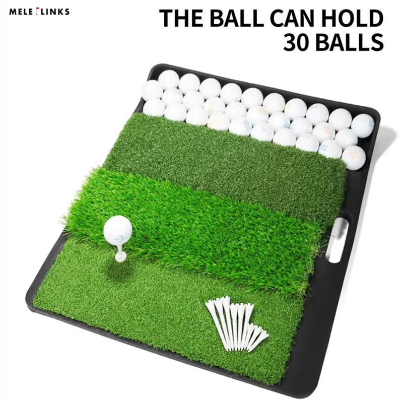 MELE新款高尔夫便携式打击垫击球垫 三草长度 可插球tee 可以装球