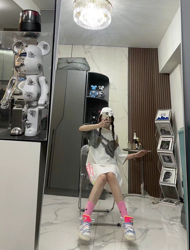 New Youth原创设计甜美露肩宽松短款米老鼠印花T恤裙百搭显瘦