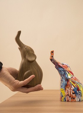 跨境新品抽象大象动物雕塑摆件家居客厅桌面电视柜装饰树脂工艺品