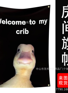 亚马逊Welcome to My Crib Funny Flag欢迎大鹅趣味旗帜旗子定制